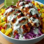 Jerk Chicken Mango Slaw Bowls with Honey Lime Cream First Image