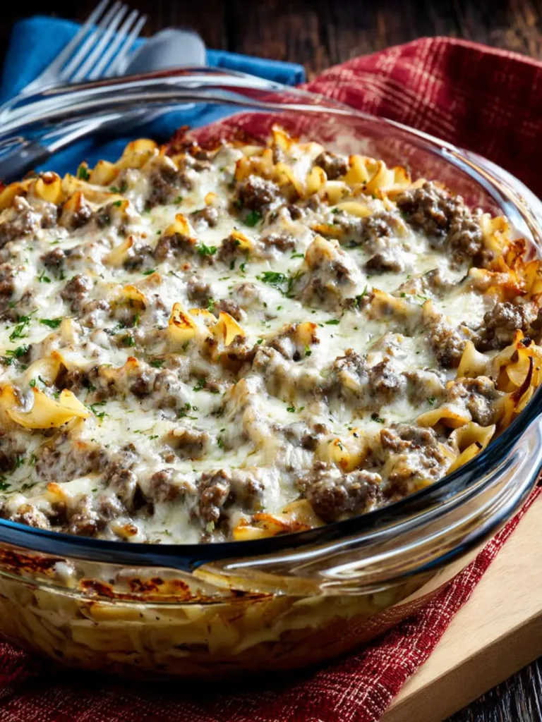 Ground Beef Stroganoff Casserole First Image