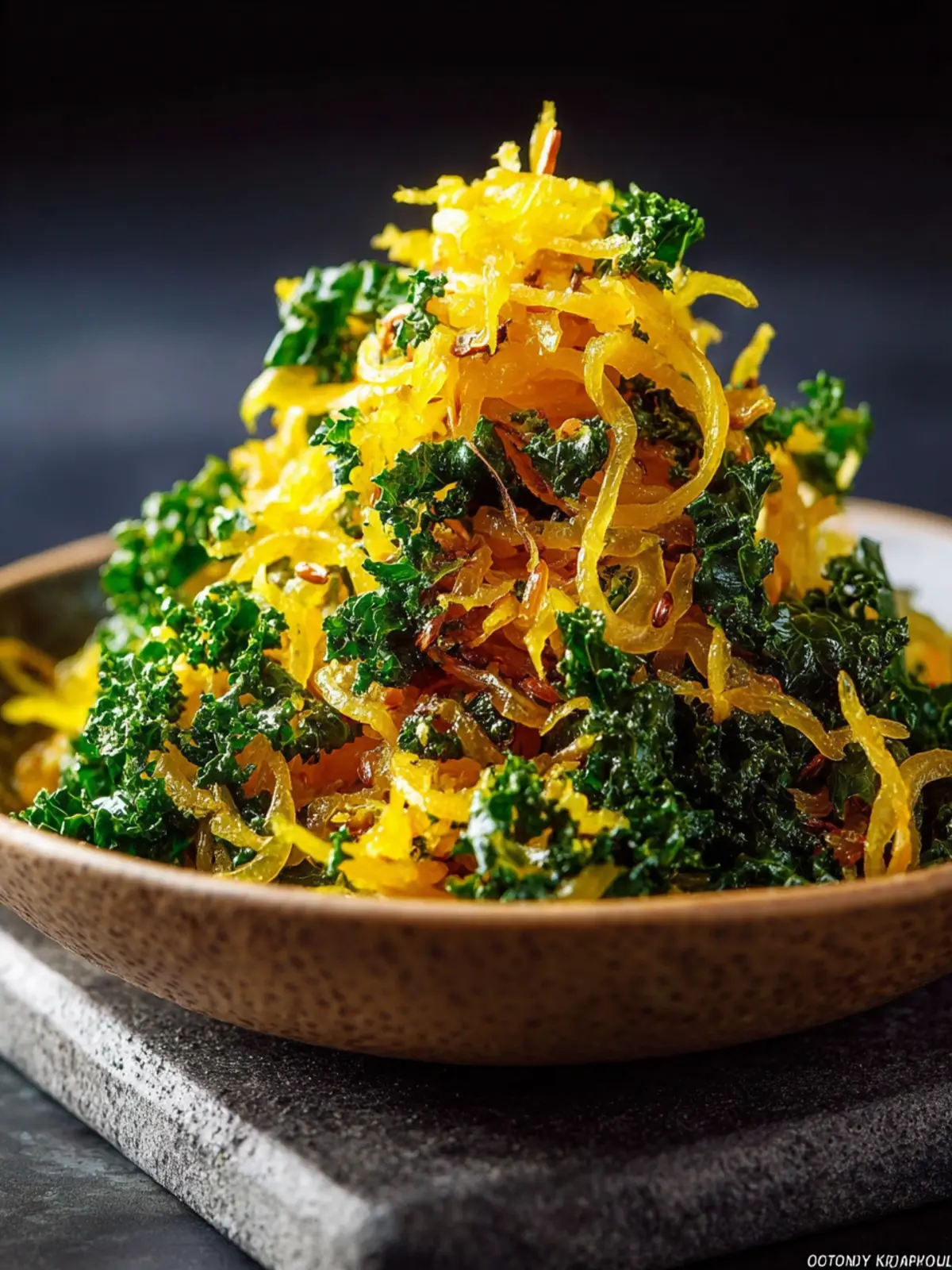 Caramelized Lemon Shredded Squash and Kale Salad First Image