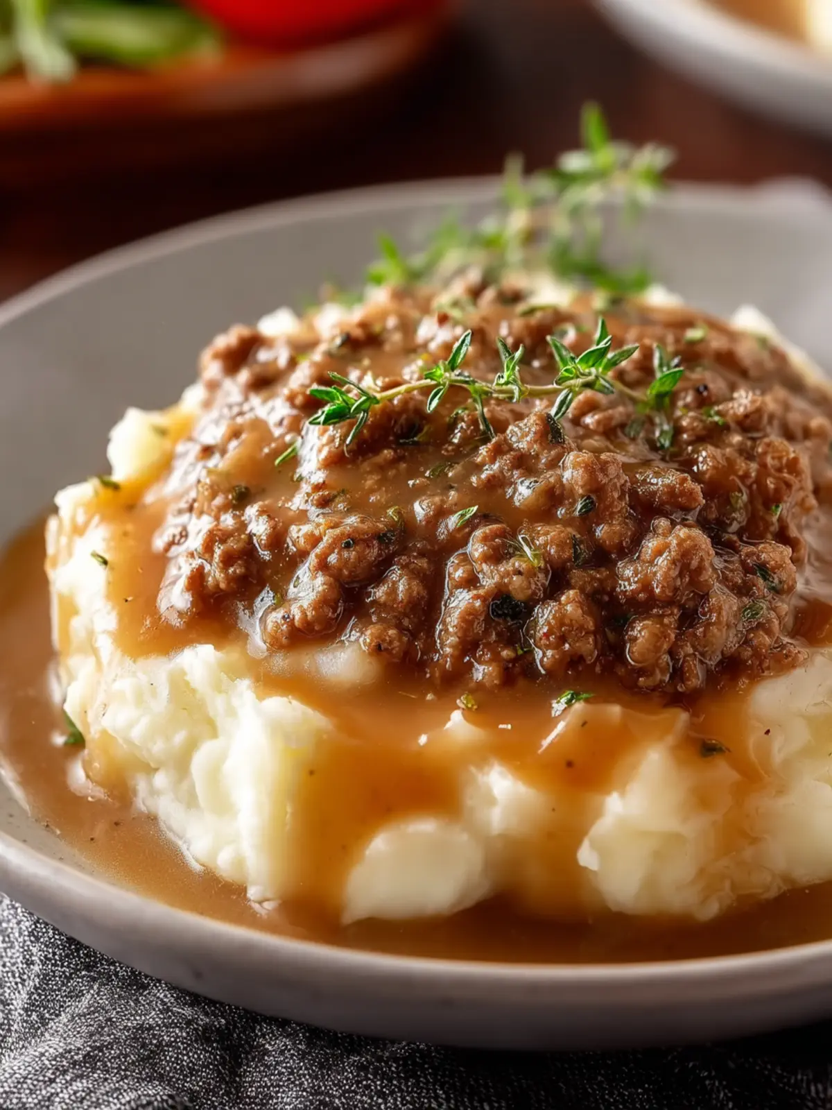 Ground Beef and Gravy Over Mashed Potatoes First Image