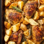 Sheet Pan Baked Chicken and Potatoes Recipe First Image