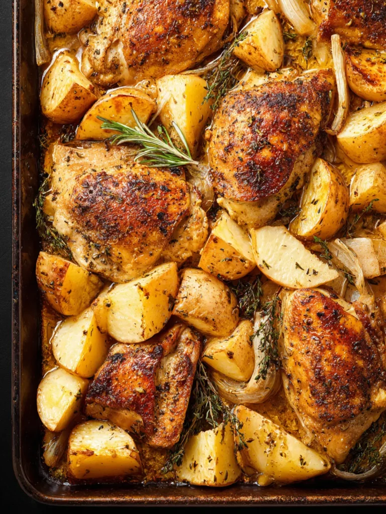 Sheet Pan Baked Chicken and Potatoes Recipe First Image