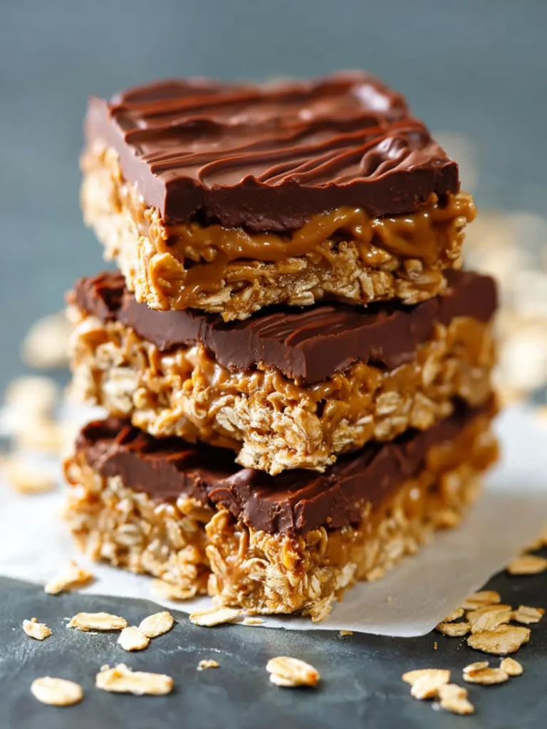 Healthy Chocolate Peanut Butter Oatmeal Bars First Image