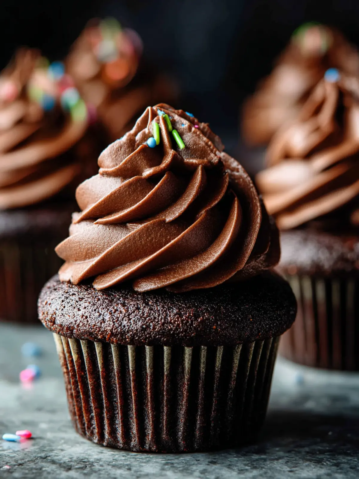 Decadent Chocolate Cupcakes with Chocolate Buttercream Frosting First Image