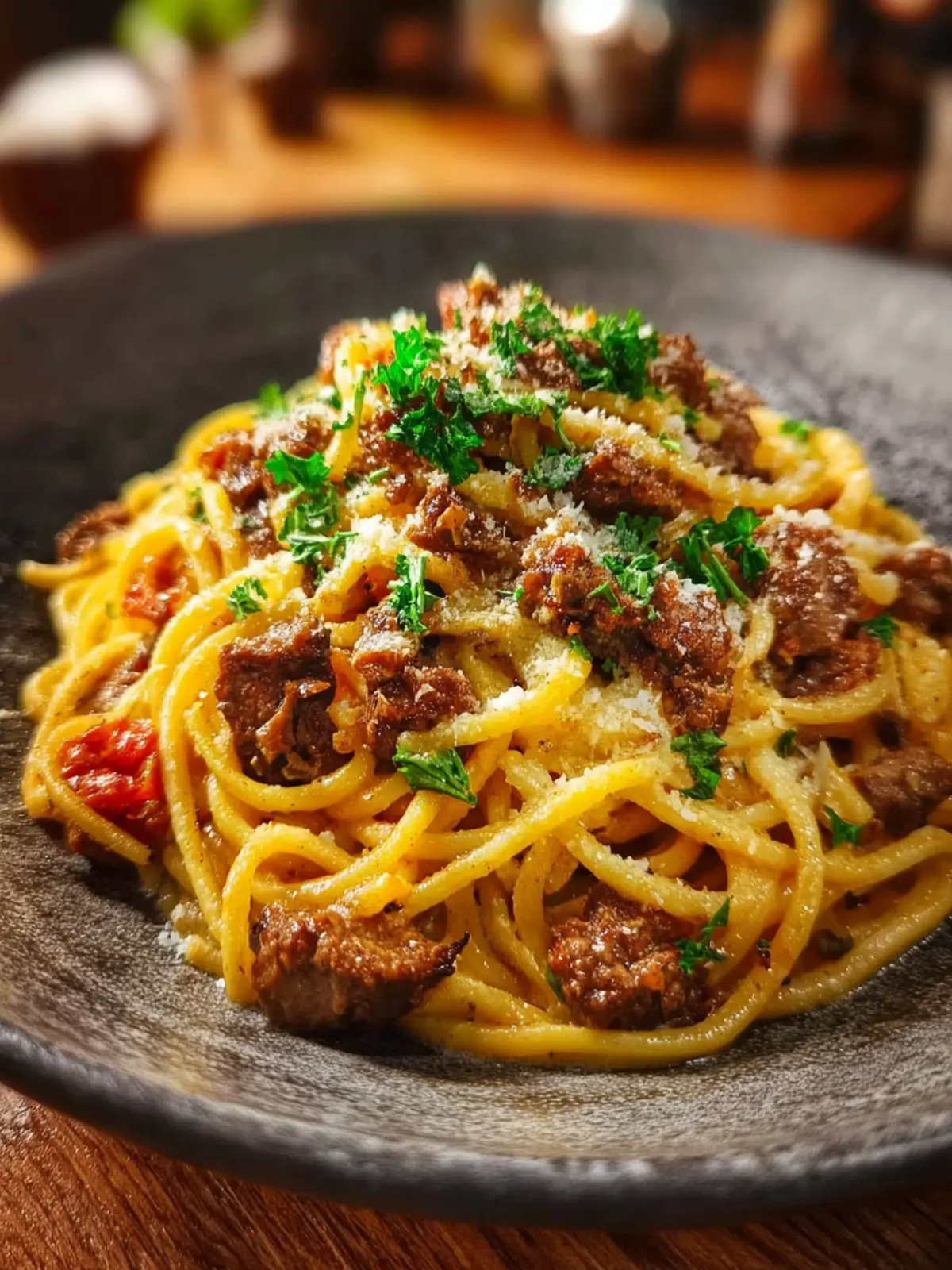 Cajun beef spaghetti creamy parmesan First Image
